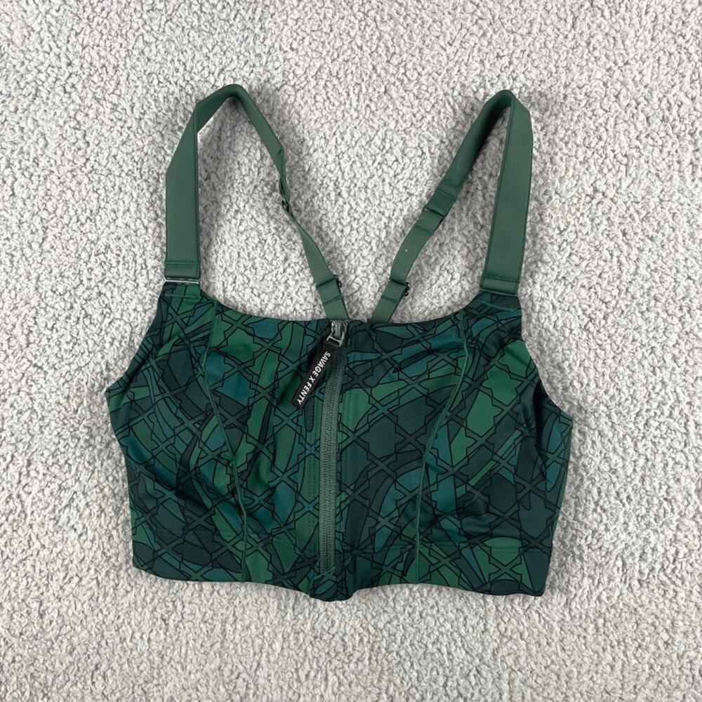 Savage X Fenty Women's Medium Green Cool Curves High Impact Zip Front Sports Bra
